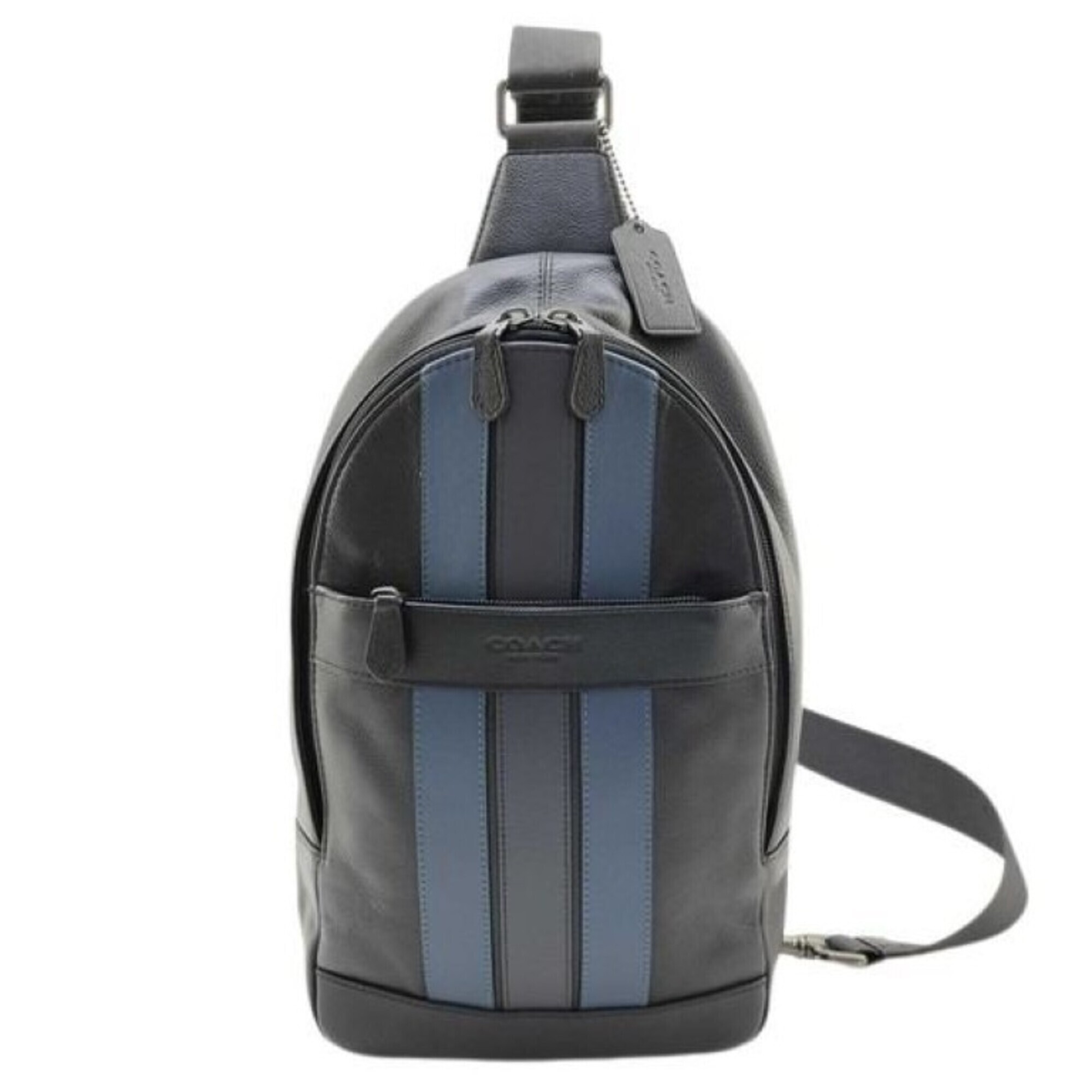 Coach F23215 Body Bag, Black/Blue Leather, Men's Shoulder Bag